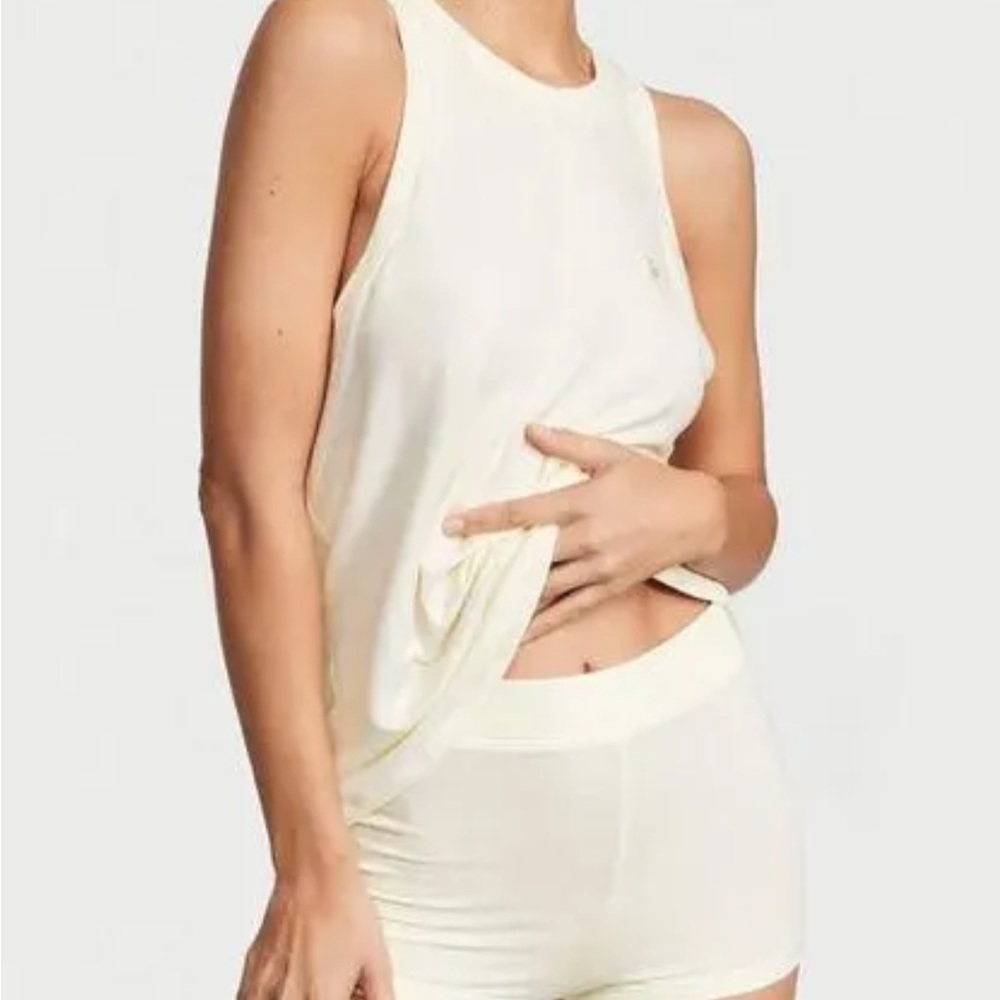 Victoria's Secret NWT Victoria’s Secret Modal Terry Tank Sleep Short Set Vanilla